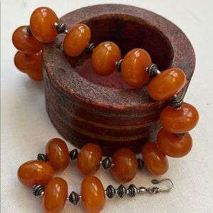 Vintage Amber Lucite Beaded Necklace